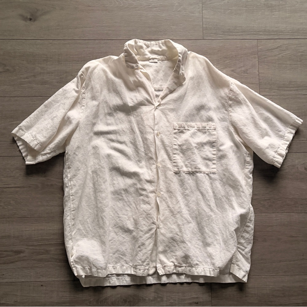 8 BY YOOX MEN’S LINEN COTTON BUTTON UP SHIRT SIZE L MADE IN ITALY